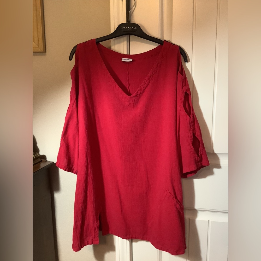 Oh My Gauze red cotton tunic size 1